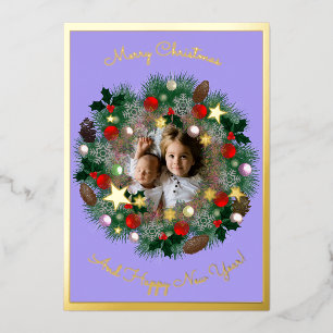 Christmas and New Year greetings, photo in a crown