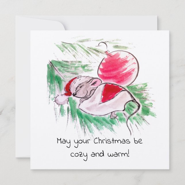 Christmas and New Year sleeping little mouse (Front)