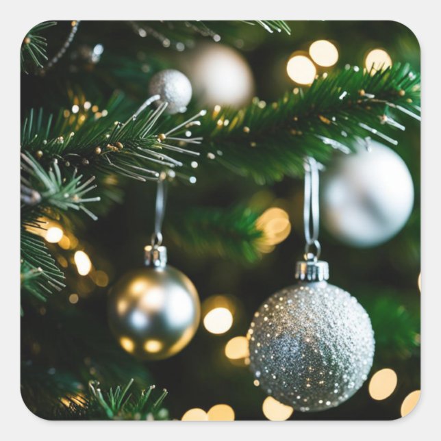 Christmas and New Year's Card Square Sticker (Front)