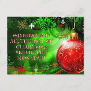 Christmas and New Year's Wishes Holiday Postcard