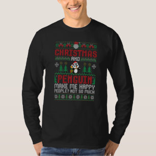 Christmas and Penguin Make Me Happy Animal Xmas T-Shirt