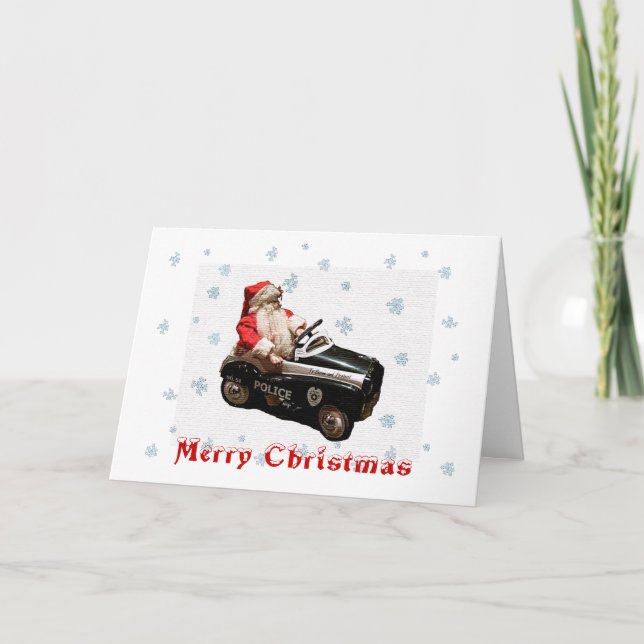 Christmas and Santa Police Car Card (Front)