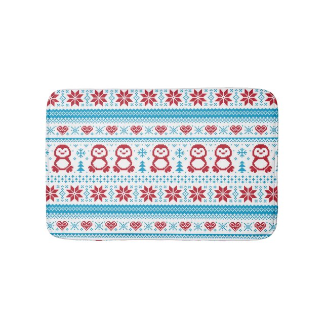 Christmas and Winter knitted pattern Bath Mat (Front)