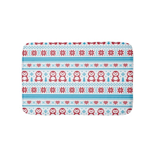 Christmas and Winter knitted pattern Bath Mat (Front)