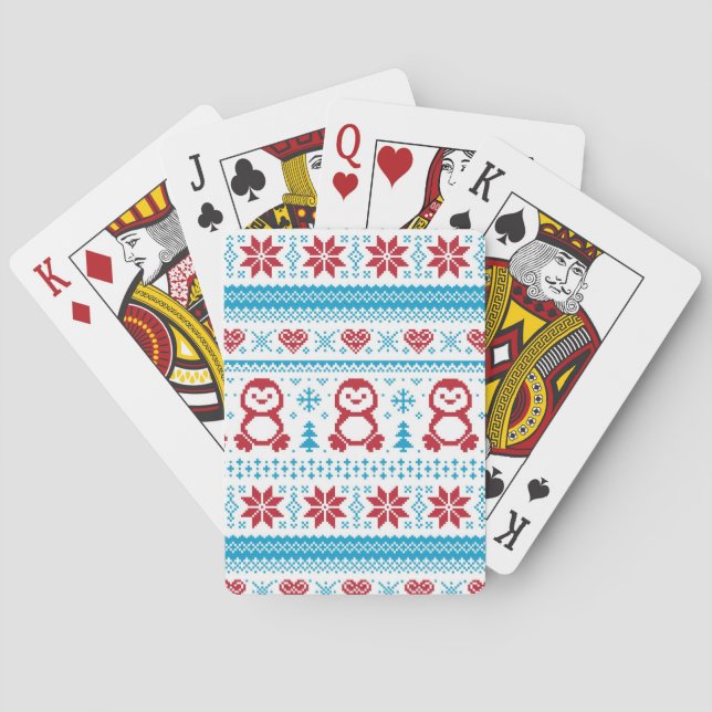 Christmas and Winter knitted pattern Playing Cards (Back)
