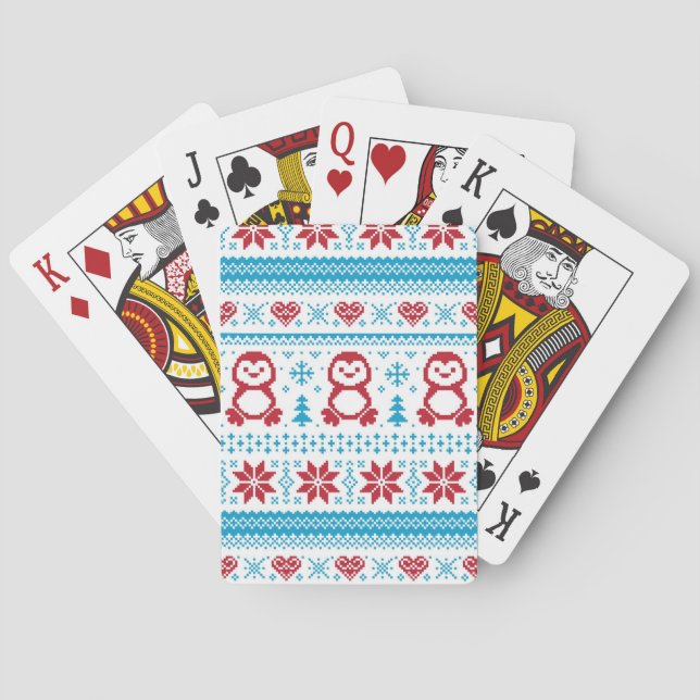 Christmas and Winter knitted pattern Playing Cards (Back)