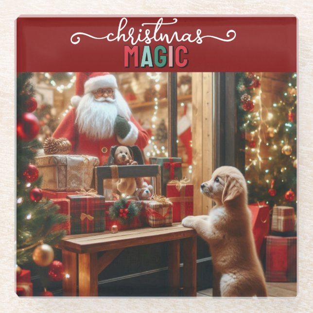 Christmas and Wishes Glass Coaster (Front)