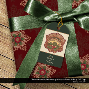 Christmas and Yule Blessings Custom Green Holiday Gift Tags