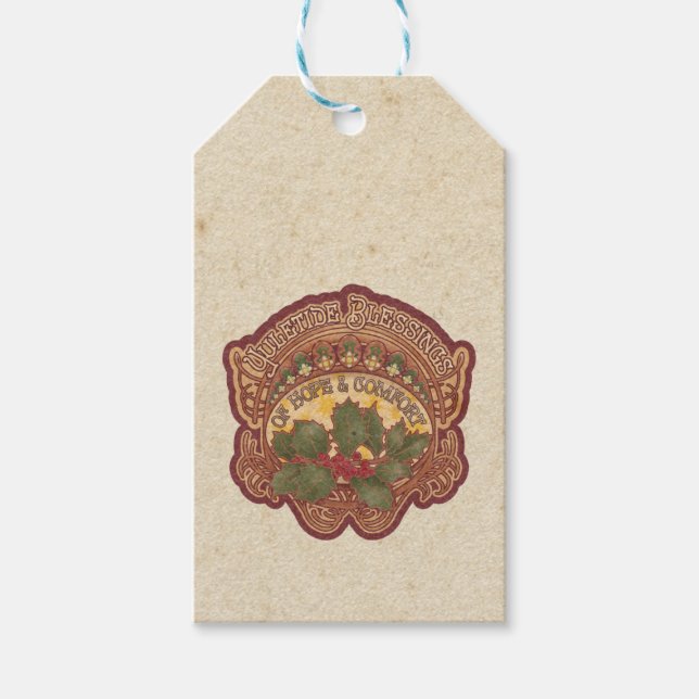 Christmas and Yule Blessings Holiday Gift Tag (Front)