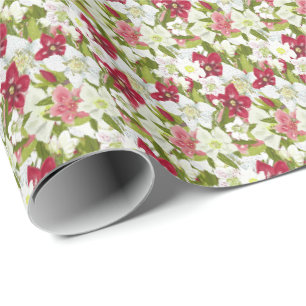 Christmas Anemones-Painted Hellebores Floral Wrapping Paper