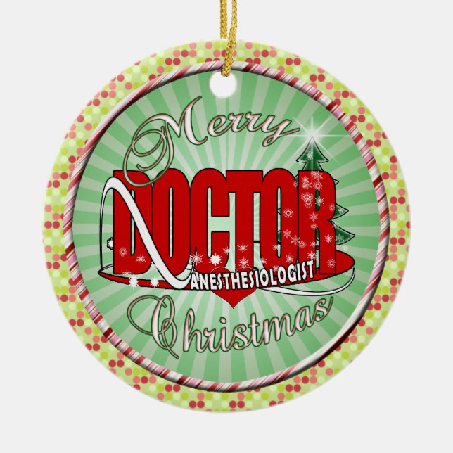 CHRISTMAS ANESTHESIOLOGIST CERAMIC TREE DECORATION (Front)