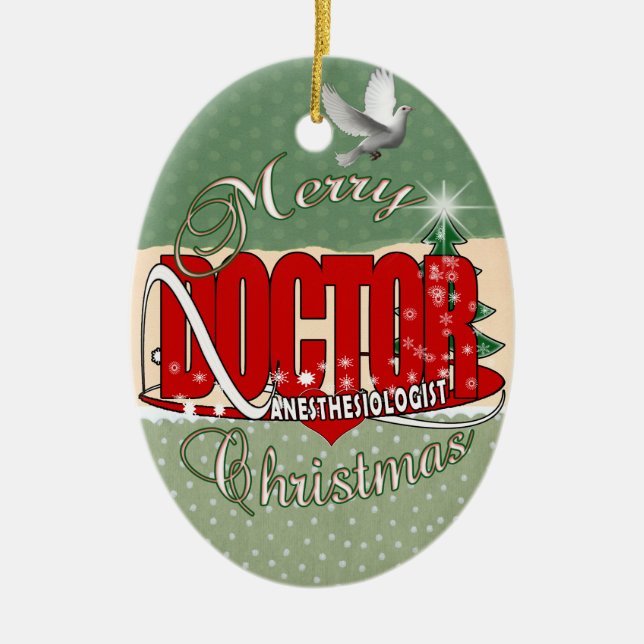 CHRISTMAS ANESTHESIOLOGIST CERAMIC TREE DECORATION (Front)