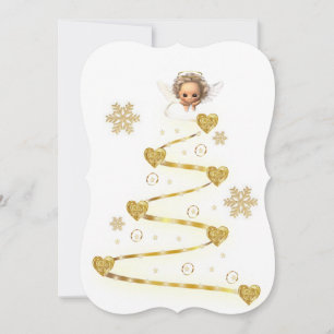 Christmas Angel Baby Gold Flat Greeting Card