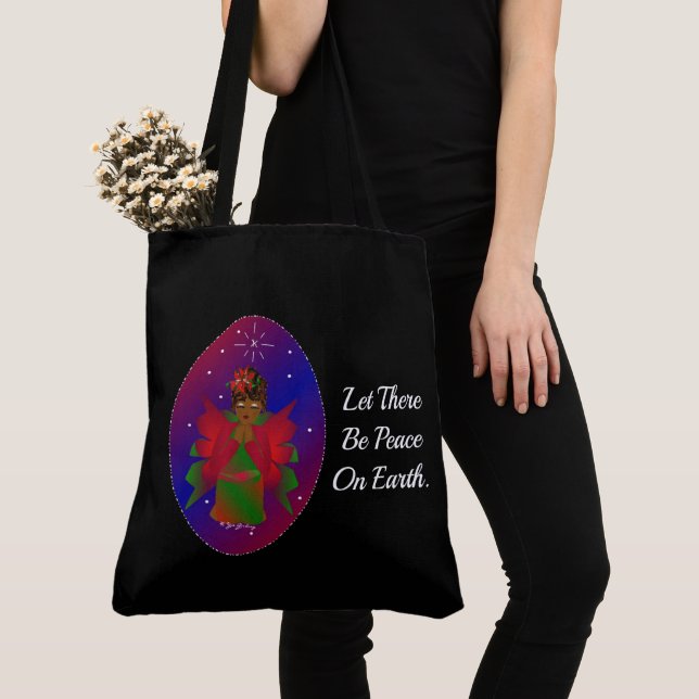 Christmas Angel Baby Let There Be Peace On Earth Tote Bag (Close Up)