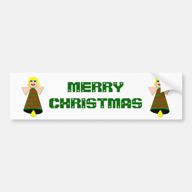 Christmas Angel Bell Custom Bumper Sticker (Front)