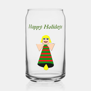 Christmas Angel Bell Custom Can Glass