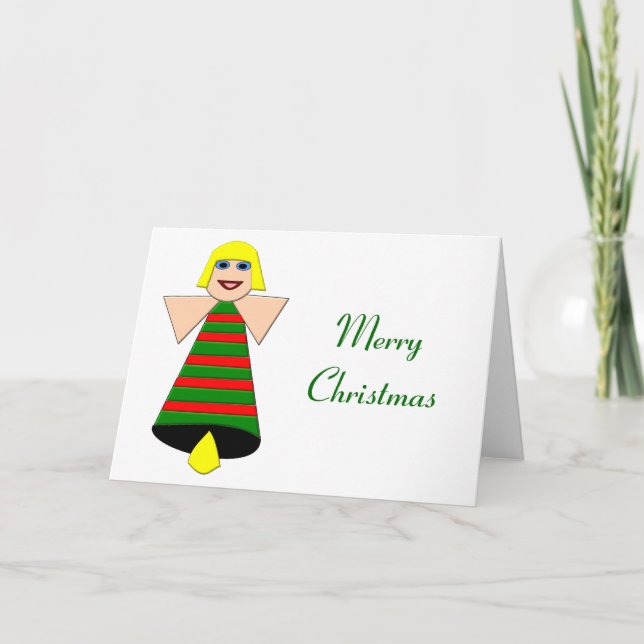 Christmas Angel Bell Custom Greeting Card (Front)