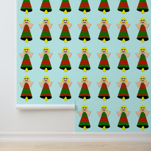 Christmas Angel Bell Patterned Wallpaper