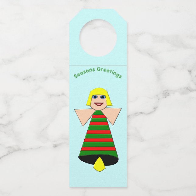 Christmas Angel Bell Personalised Bottle Tag (Front)