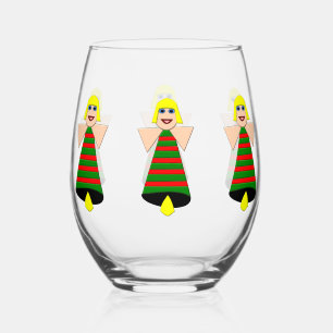 Christmas Angel Bell Stemless Wine Glass