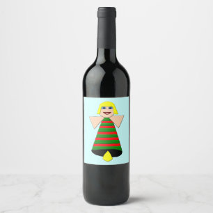 Christmas Angel Bell Wine Bottle Labels