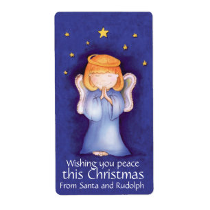 Christmas angel blue gift labels