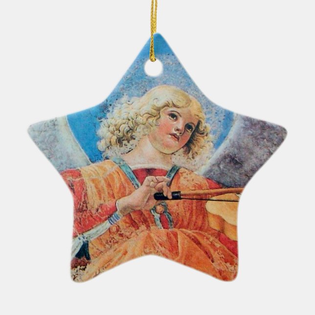 CHRISTMAS ANGEL Blue Sapphire Star Ceramic Tree Decoration (Front)