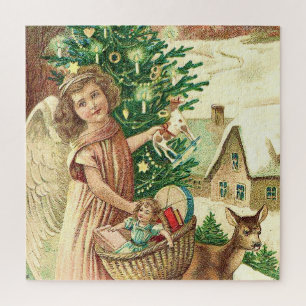 Christmas angel bringing toys jigsaw puzzle
