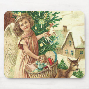 Christmas angel bringing toys mouse pad