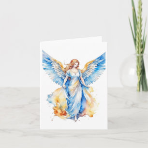 Christmas Angel C - Watercolors & Pen Card