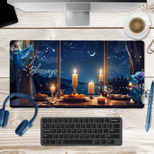 Christmas Angel Candle Light Desk Mat