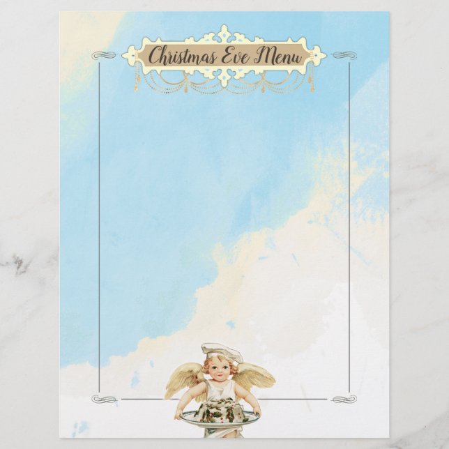 Christmas angel chef cake holiday menu letterhead (Front)