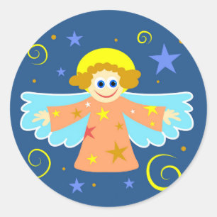 Christmas Angel Classic Round Sticker