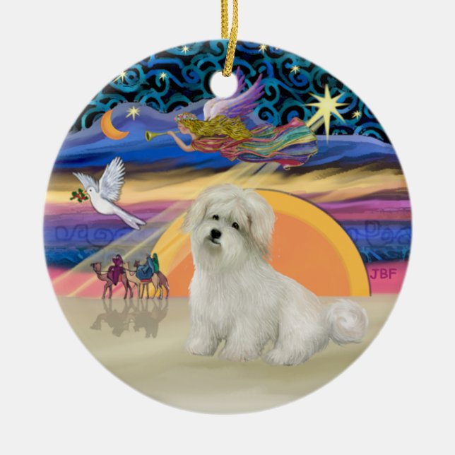 Christmas Angel- Coton de Tulear Ceramic Tree Decoration (Front)