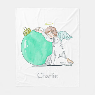 Christmas Angel custom name fleece blankets