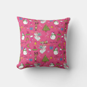 Christmas angel,deer and snowman cushion