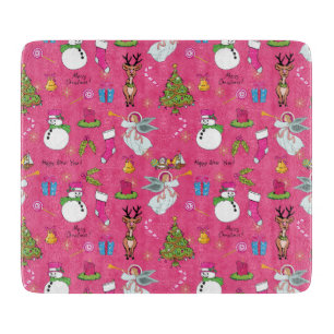 Christmas angel,deer and snowman cutting board