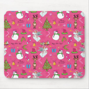 Christmas angel,deer and snowman mouse pad