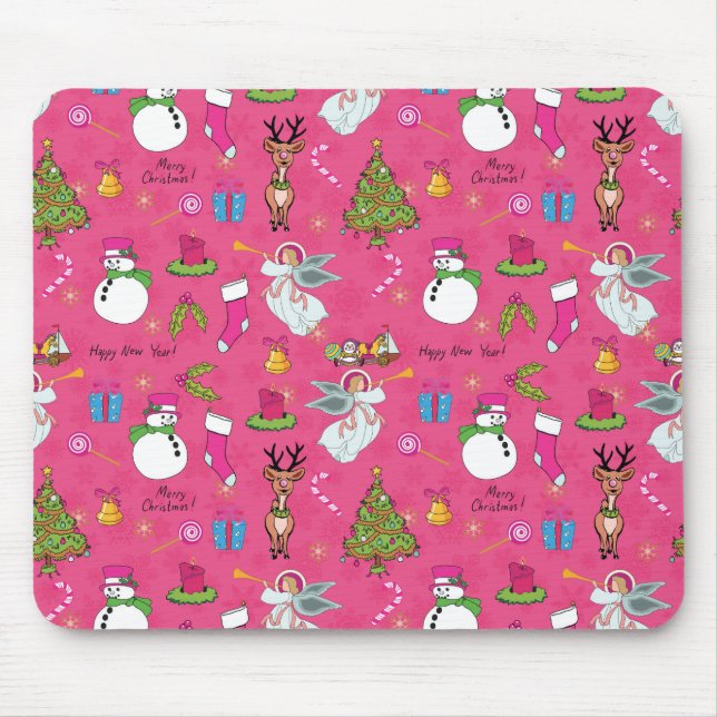 Christmas angel,deer and snowman mouse pad (Front)