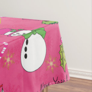 Christmas angel,deer and snowman tablecloth