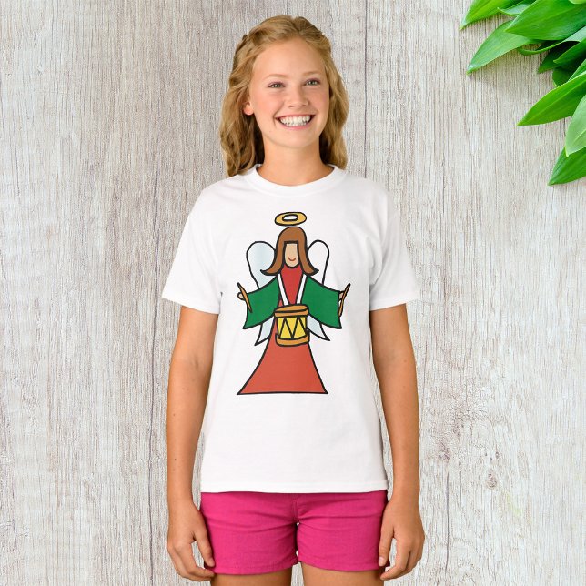 Christmas Angel Drummer Holiday Music Design  T-Shirt (Creator Uploaded)