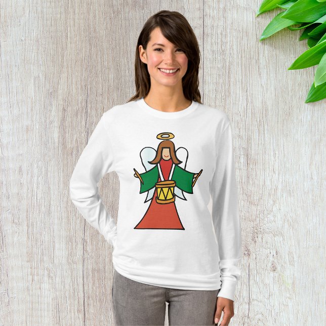 Christmas Angel Drummer Holiday Music Design  T-Shirt (Creator Uploaded)