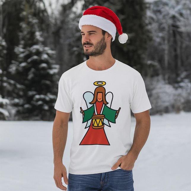 Christmas Angel Drummer Holiday Music Design  T-Shirt (Creator Uploaded)