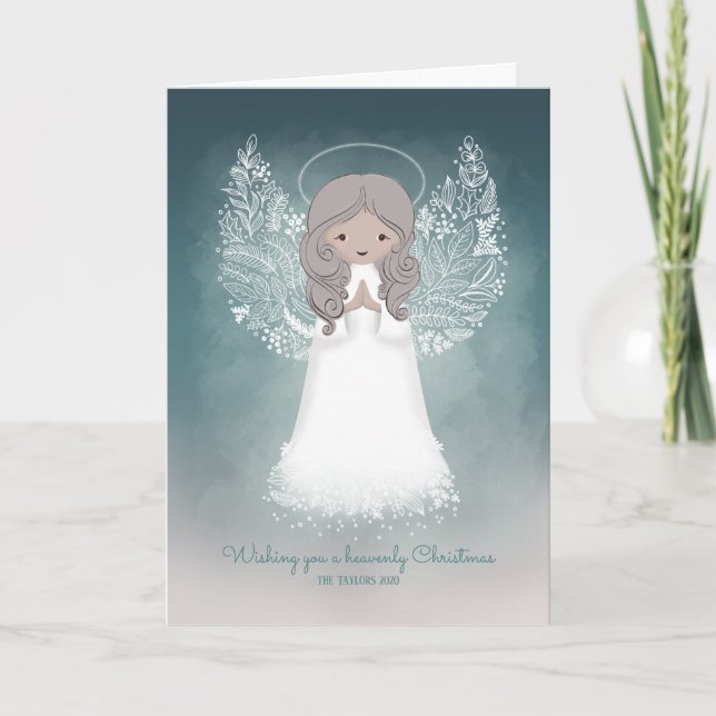 Christmas Angel Folded Holiday Card (Front)