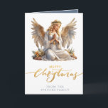 Christmas Angel Folded Photo Card<br><div class="desc">This traditional Christmas card features a beautiful angel with hands folded in prayer. Below are the words "Merry Christmas." You can personalise with your name. On the inside left you can add your favourite Christmas photo. On the inside right is a star with a greeting that reads "MAY THE MIRACLE...</div>