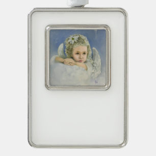 Christmas Angel Framed Silver Plated Framed Ornament