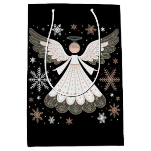 Christmas Angel Glitter Christian Xmas Religious Medium Gift Bag