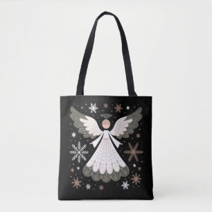 Christmas Angel Glitter Christian Xmas Religious Tote Bag