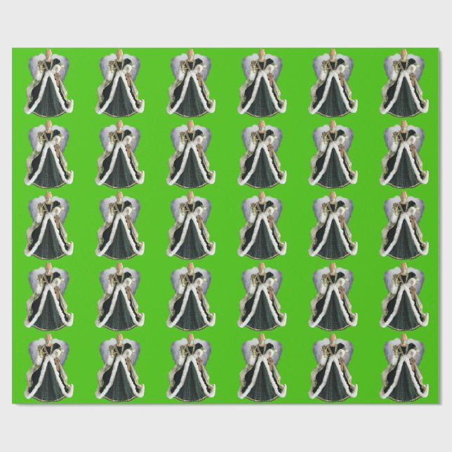 Christmas Angel Green Wrapping Paper (Flat)