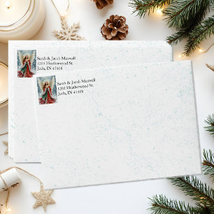 Christmas Angel in Snow Custom Addresses Pretty Envelope
